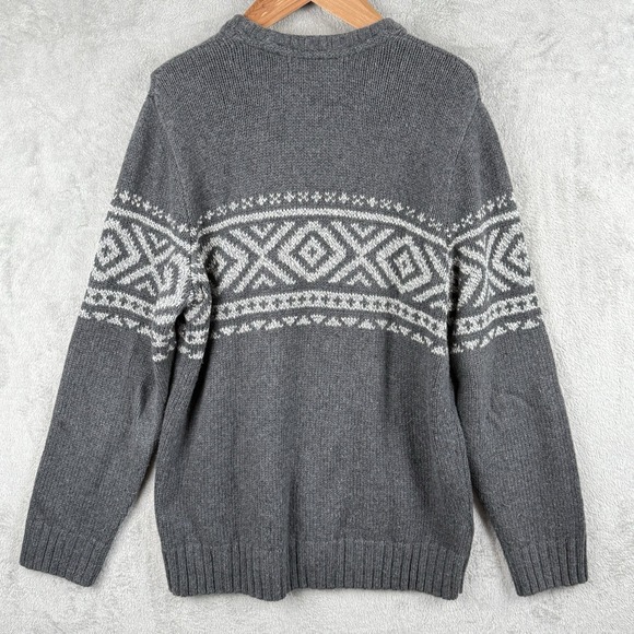 Eddie Bauer Sweater Mens L Gray Cotton Wool Ski Nordic Knit Pullover Winter‎ - Picture 4 of 9